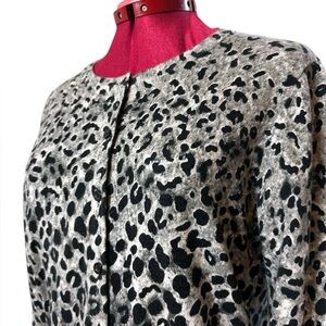 Anne Klein Sport Leopard Print long sleeve cotton blend Cardigan